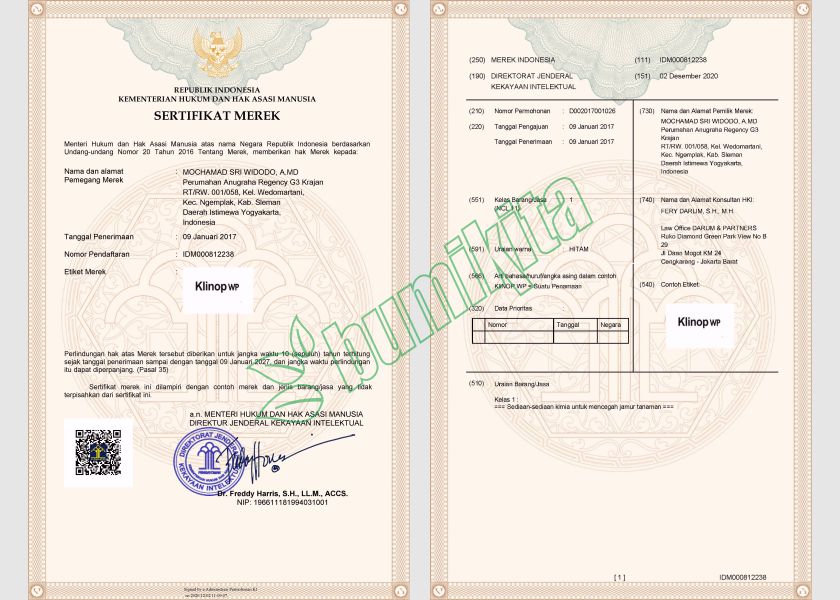 KLINOP No. pendaftaran merek; IDM000812238