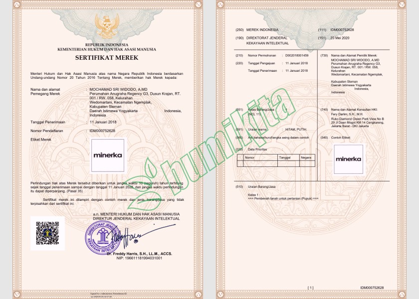 MINERKA No. pendaftaran merek: IDM000752628