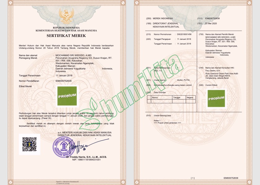 PRONUM No. pendaftaran merek: IDM000752639