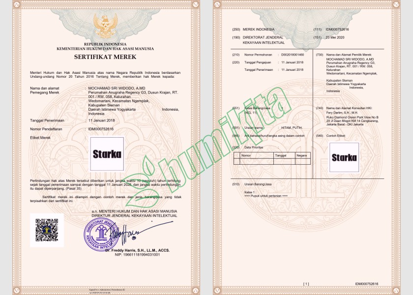 STARKA No. pendaftaran merek: IDM000752616